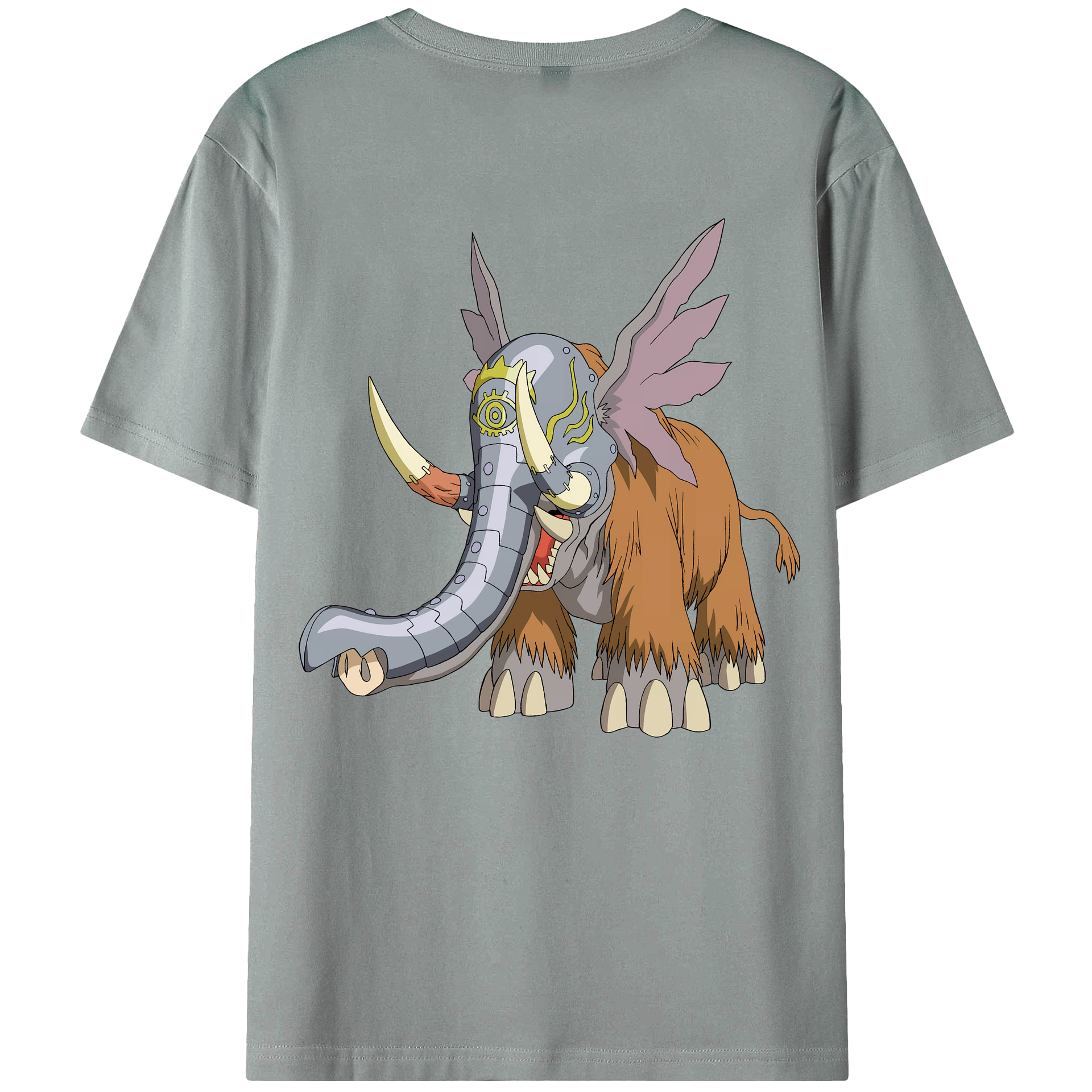 （画像用） Digimon デジタルモンスター/デジモン 綿100％ メンズ半袖Tシャツ（バックプリント） 通気性